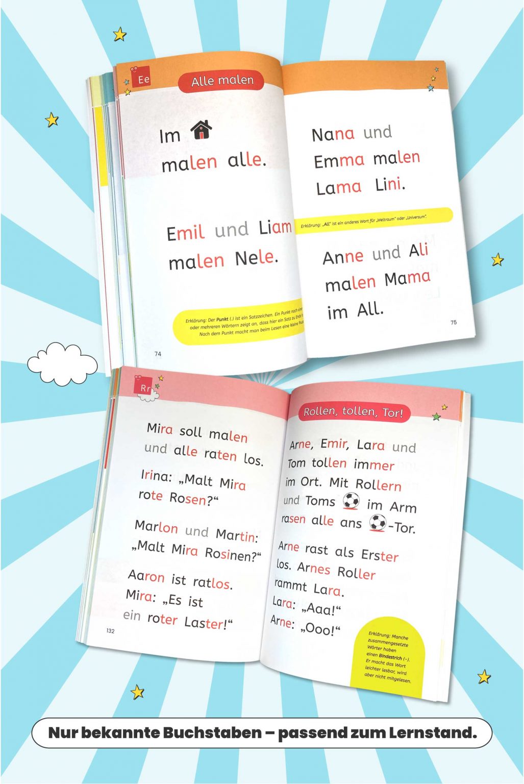 Seiten mit Lesetexten aus einer Ausgabe von Mein allererstes Lesebuch Teil 1